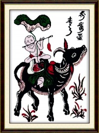 Tìm hiểu vẻ đẹp của bức " Chăn trâu thổi sáo " cùng tranh thêu chữ thập Bản Sắc Việt